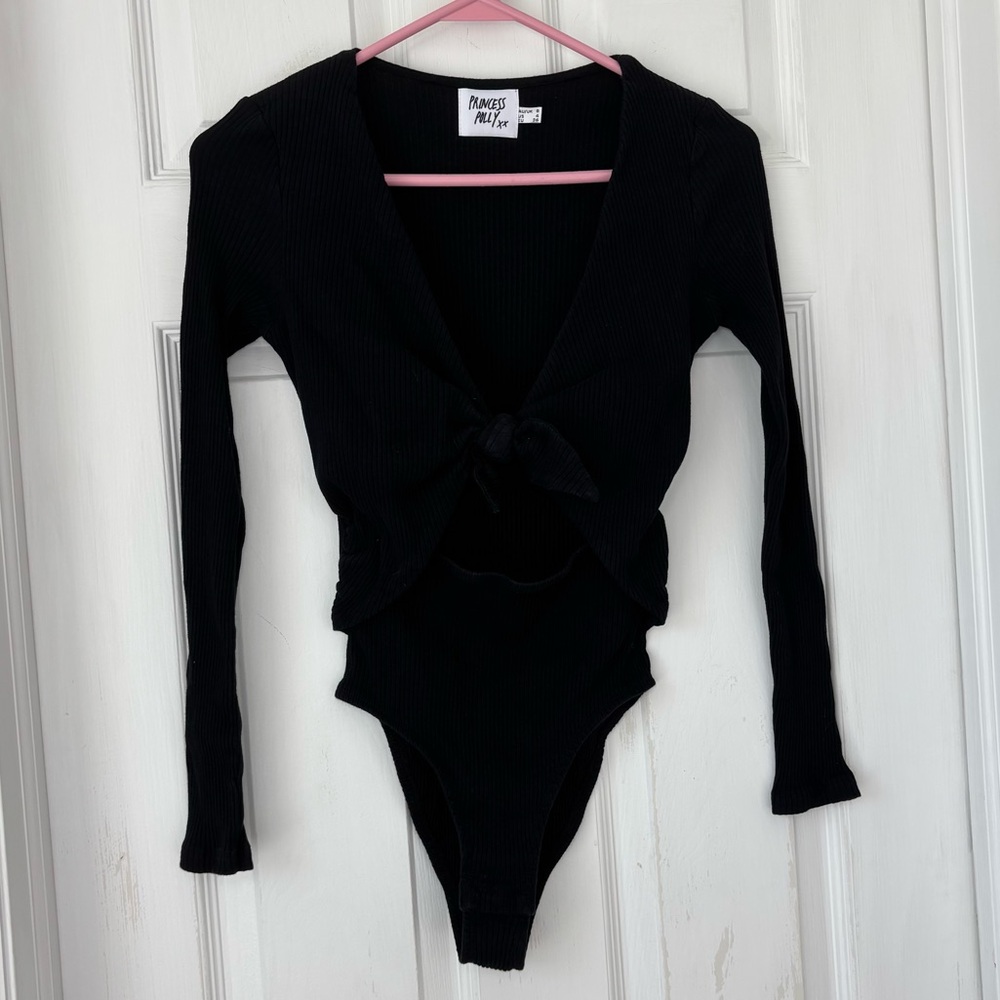 Princess Polly Black Long Sleeve Cut Out Bodysuit